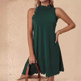 Vestido de mujer – Largo mini – Corte en A – Algodón ligero – Bajo con volantes