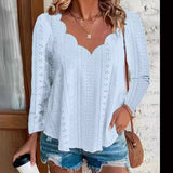 Blusa de mujer – Corte relajado – Algodón ligero – Bordado floral – Mangas largas