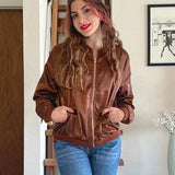 Chaqueta bomber para mujer – Corte holgado – Ribete de canalé – Cierre de cremallera