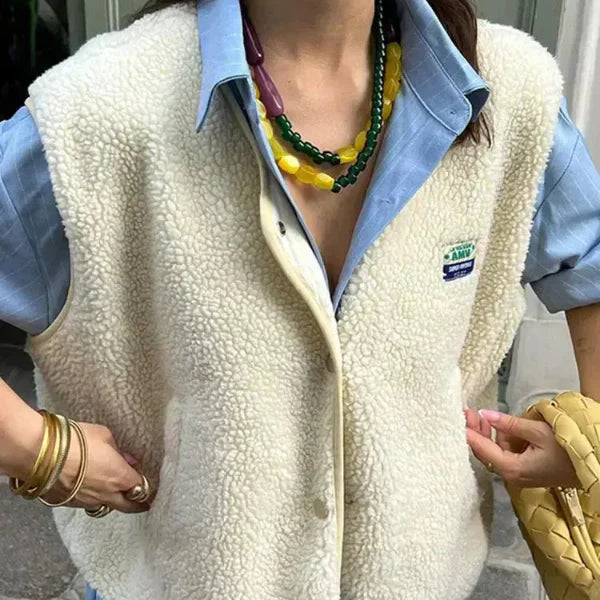 Chaleco sin mangas para mujer – Polar suave – Corte holgado – Largo hasta la cadera – Estilo informal