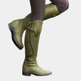 Botas hasta la rodilla para mujer – Corte ajustado – Repelentes al agua – Correa con hebilla decorativa