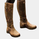 Botas hasta la rodilla para mujer – Corte ajustado – Repelentes al agua – Correa con hebilla decorativa