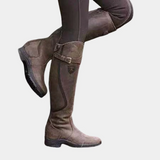 Botas hasta la rodilla para mujer – Corte ajustado – Repelentes al agua – Correa con hebilla decorativa