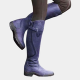 Botas hasta la rodilla para mujer – Corte ajustado – Repelentes al agua – Correa con hebilla decorativa