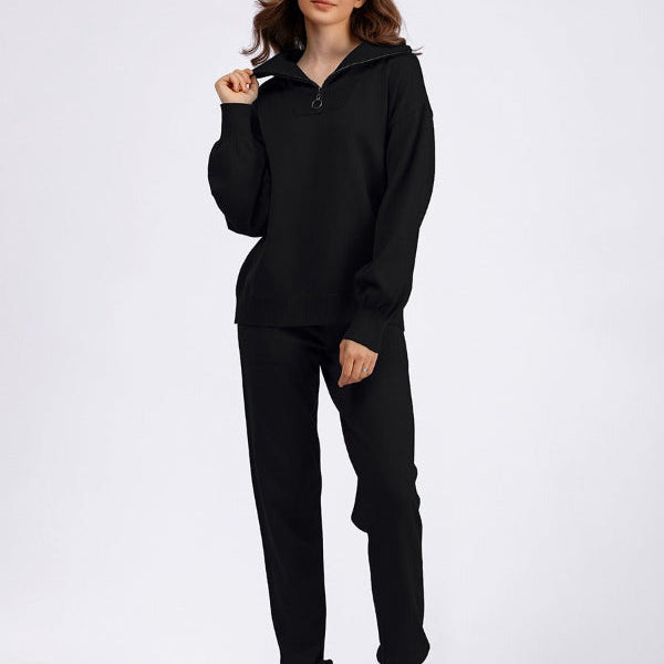 Conjunto de dos piezas para mujer - Punto fino - Corte holgado - Mangas abullonadas