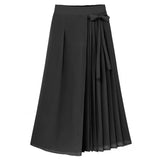 Pantalones anchos de mujer – Tejido fluido – Pliegues elegantes – Cinturón para atar