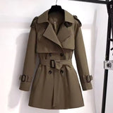 Gabardina de mujer – Corte entallado – Estilo militar – Algodón – Cinturón ajustable