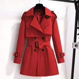 Gabardina de mujer – Corte entallado – Estilo militar – Algodón – Cinturón ajustable