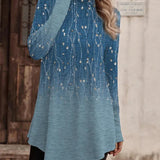 Blusa de mujer – Corte relajado – Cuello alto – Mangas largas – Bajo asimétrico