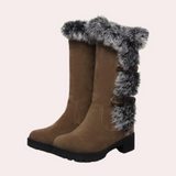 Botas altas para mujer – Efecto ante – Ribete de pelo sintético – Suela con tacos – Corte elegante