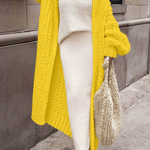 Cárdigan de mujer – Punto grueso de lana – Corte oversize – Abertura larga sin cremallera