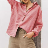 Camisa de mujer – Corte relajado – Lino de algodón – Mangas largas – Cuello clásico abotonado