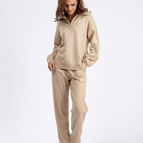 Conjunto de dos piezas para mujer - Punto fino - Corte holgado - Mangas abullonadas