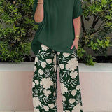 Pantalón ancho para mujer – Corte holgado – Estampado floral – Tejido ligero y transpirable