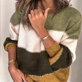 Suéter de mujer – Punto suave – Corte holgado – Mangas largas – Estampado de rayas