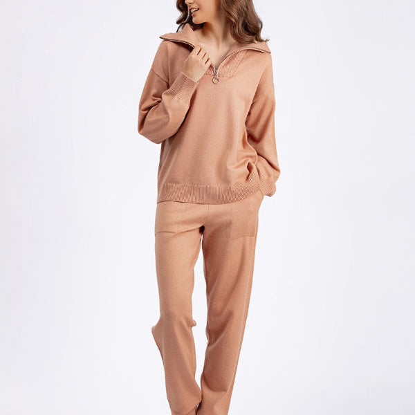 Conjunto de dos piezas para mujer - Punto fino - Corte holgado - Mangas abullonadas