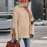 Capa de punto para mujer – Corte holgado – Cuello alto – Aberturas en los brazos – Tacto similar a la lana
