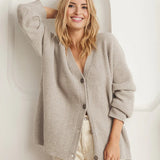 Cárdigan de mujer – Punto acanalado – Corte oversize – Abotonado – Hombros caídos