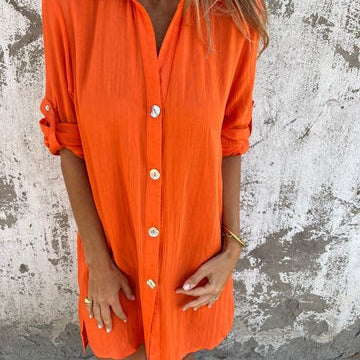 Vestido camisero para mujer – Corte holgado – Botones delanteros – Tejido transpirable