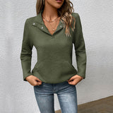 Sudadera de mujer – Corte holgado – Cuello alto con botones en la parte delantera – Tejido acolchado