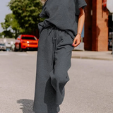 Conjunto de mujer – Corte holgado – Punto suave – Camiseta de manga corta y pantalón ancho