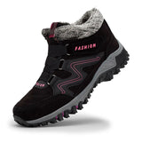 Botines de mujer – Efecto ante – Forro de pelo – Suela con tacos – Cordones resistentes