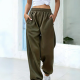 Pantalones de jogging para mujer – Corte holgado – Algodón suave – Cintura elástica – Bolsillos