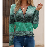 Camisa de manga larga para mujer – Punto suave – Corte regular – Cuello moderno con cremallera