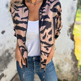 Chaqueta bomber para mujer - Tejido - Corte recto - Puños acanalados - Largo hasta la cadera