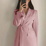 Vestido Blazer para Mujer – Corte Estructurado – Cintura con Cinturón – Mangas Largas – Estilo Sastre