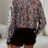 Chaqueta bomber para mujer – Corte corto – Lentejuelas brillantes – Puños y dobladillo acanalados