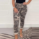 Pantalones de mujer – Corte relajado – Algodón – Cintura con cordón – Vuelta – Camuflaje