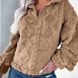 Sudadera de mujer – Corte oversize – Tejido polar suave – Cuello alto con cremallera
