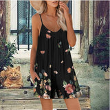 Mono corto para mujer – Corte holgado – Tirantes finos – Estampado floral – Bolsillos