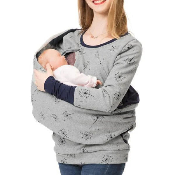 Sudadera de lactancia para mujer – Corte holgado – Algodón – Acceso discreto – Estampado floral