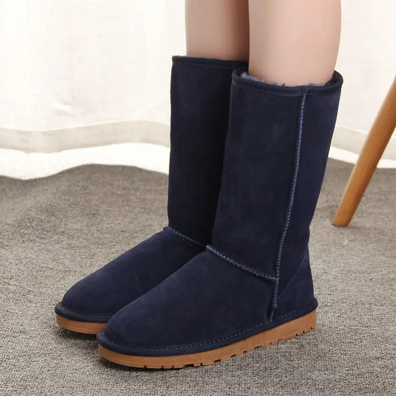 Botas altas para mujer – Ante – Forro de piel sintética – Suela plana
