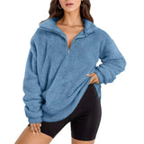 Sudadera polar para mujer – Corte extragrande – Media cremallera – Cuello alto cómodo