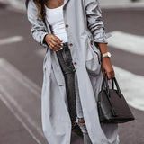 Gabardina para mujer – Corte oversize – Largo hasta el tobillo – Capucha estilo utilitario