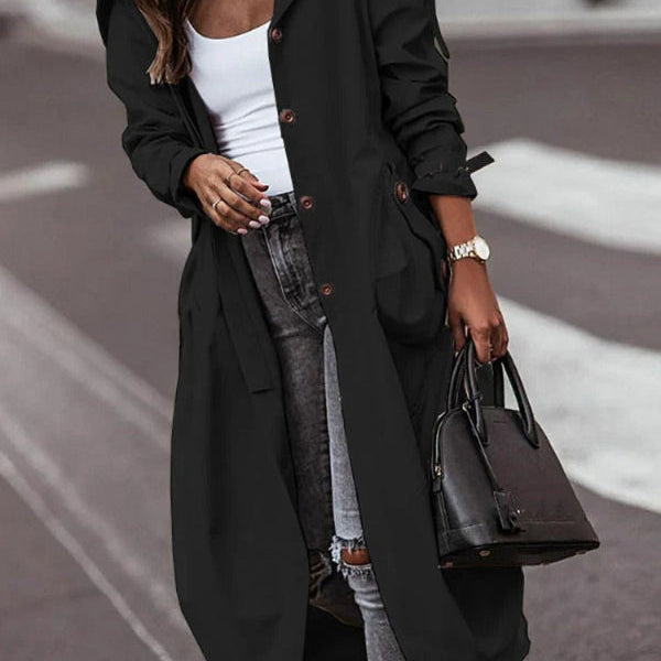 Gabardina para mujer – Corte oversize – Largo hasta el tobillo – Capucha estilo utilitario