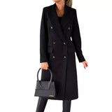 Gabardina de mujer – Corte entallado – Lana suave – Cruzada – Largo hasta la rodilla
