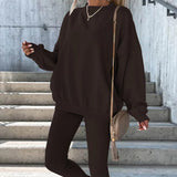 Sudadera de mujer de gran tamaño – Corte holgado – Cuello redondo – Ribete de canalé