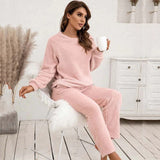 Conjunto de estar por casa para mujer – Polar suave – Corte holgado – Camiseta de manga larga y pantalón