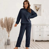 Conjunto de estar por casa para mujer – Polar suave – Corte holgado – Camiseta de manga larga y pantalón