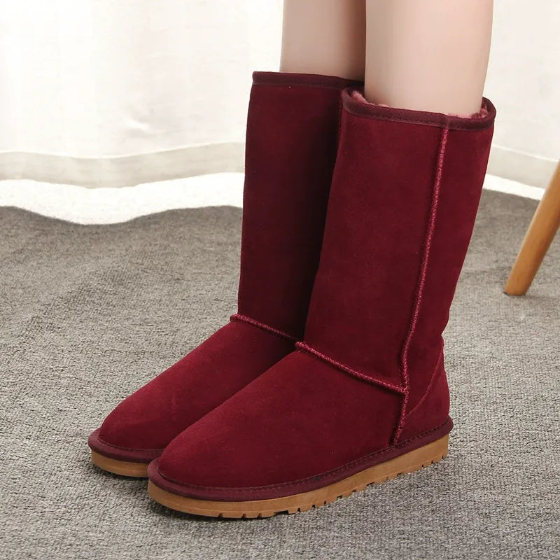 Botas altas para mujer – Ante – Forro de piel sintética – Suela plana