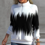 Sudadera de mujer – Corte holgado – Cuello con cremallera – Puños acanalados – Estampado degradado