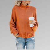 Suéter de mujer - Lana - Corte relajado - Cuello alto acanalado
