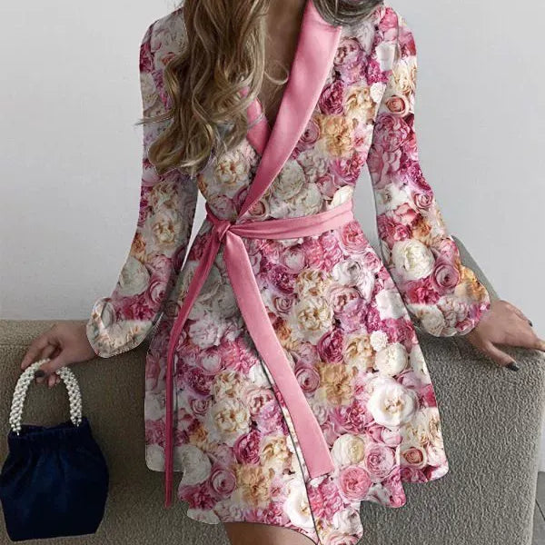 Cárdigan largo para mujer – Corte holgado – Cinturón – Estampados modernos – Tejido ligero