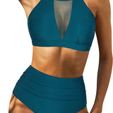 Bikini de mujer – Talle alto – Top con cordones – Recortes – Tejido elástico transpirable