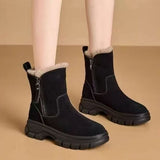 Botas de nieve para mujer – Ante – Forro de piel – Media caña – Suela con tacos