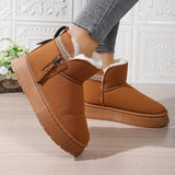 Botas de nieve para mujer – Forro cálido – Suela gruesa – Caña baja – Cremallera lateral